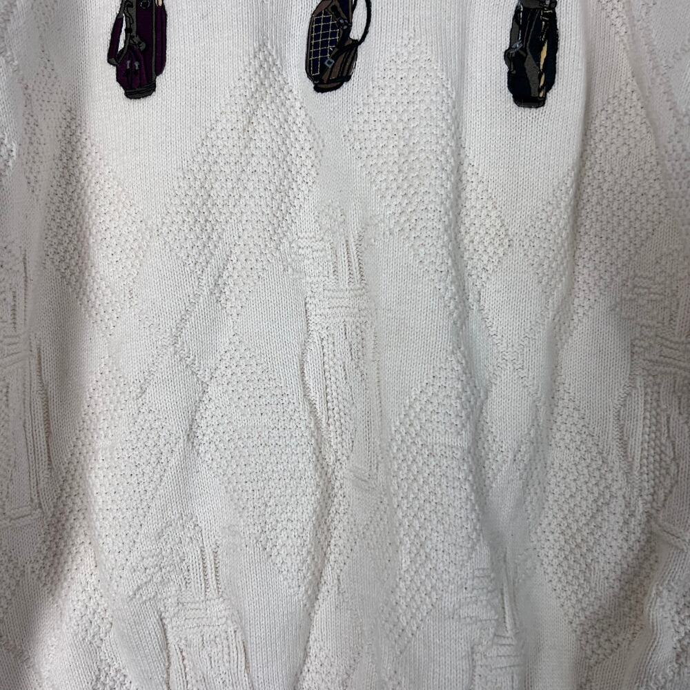 Vintage Shenandoah Golf Sweater L Cream Cable Knit Pullover Made in USA Preppy - Picture 6 of 7